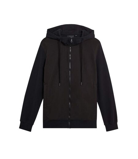Mens Hybrid Softshell Full Zip Hoodie Black Lyle & Scott