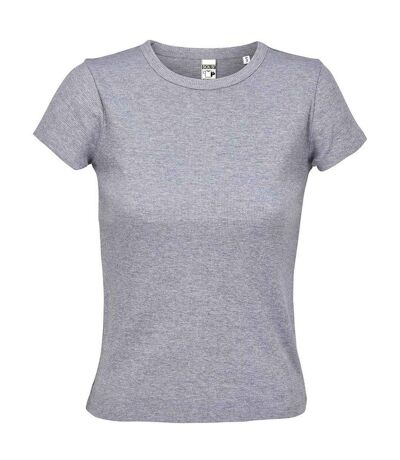 Womens/ladies Sara T-shirt Light Grey Marl SOLS