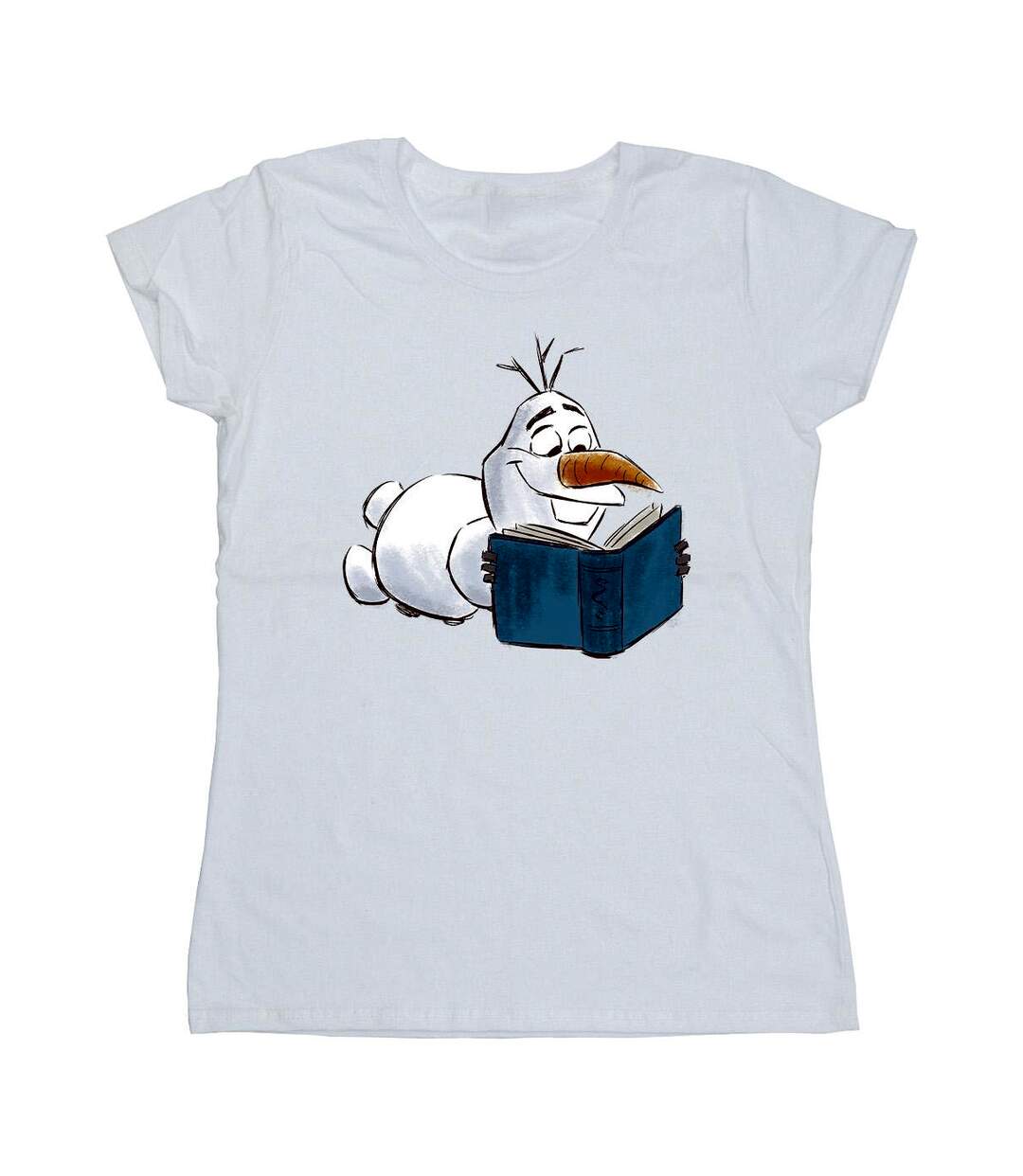 Disney T-shirt en coton Frozen Olaf Reading Womens/Ladies (Blanc) - UTBI21861-1