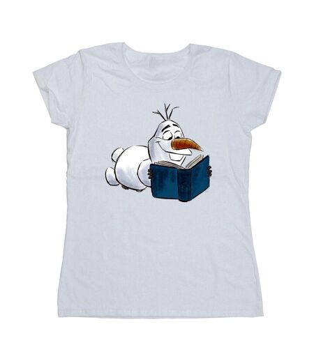 Disney T-shirt en coton Frozen Olaf Reading Womens/Ladies (Blanc) - UTBI21861