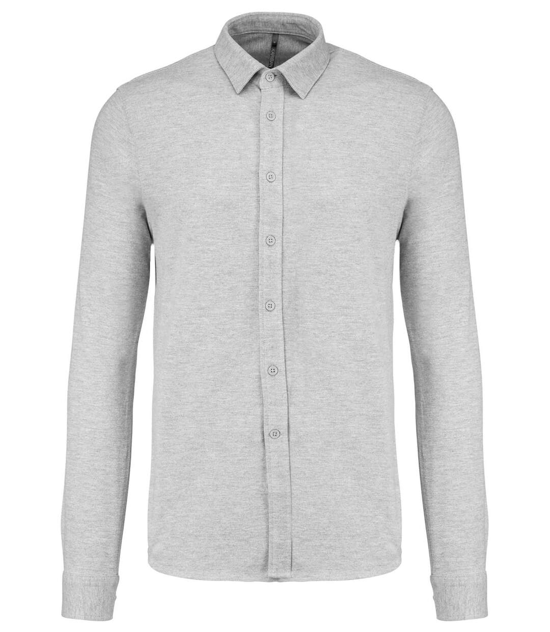 Chemise piquée manches longues - K508 - gris chiné - homme