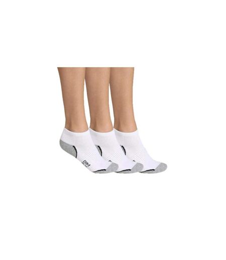 DIM Lot de 3 paires de Socquettes Femme MicroCoton IMPLEG Blanc Gris