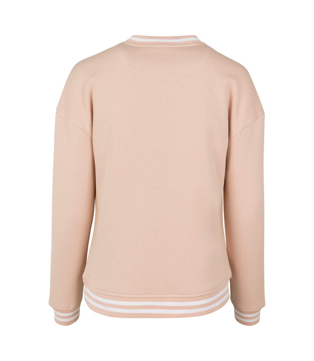 Pull College Femme Rose Clair Blanc Build Your Brand-2