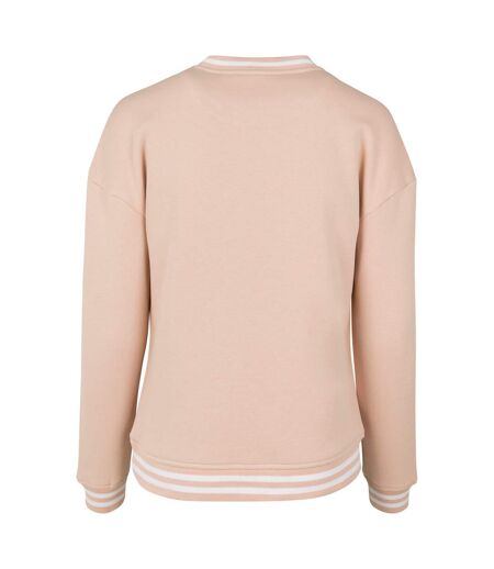 Pull College Femme Rose Clair Blanc Build Your Brand