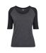 Haut Manches ¾ Motif/style Contrasté Femme Charbon Noir Urban Classics-1
