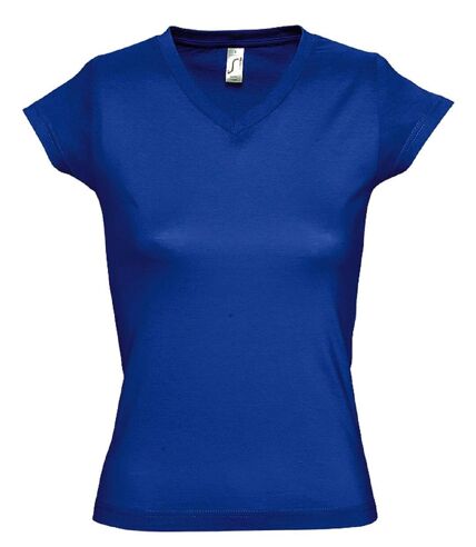 T-shirt manches courtes col V - Femme - 11388 - bleu roi