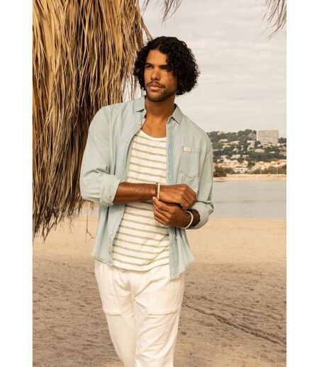 Chemise homme en coton chambray classique à manches longues MATCHY