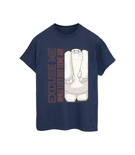 Disney Womens/Ladies Big Hero 6 Baymax Excuse Me Some Air Cotton Boyfriend T-Shirt (Bleu marine) - UTBI15690