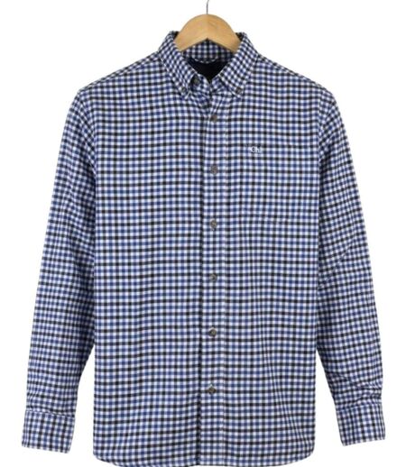CHALLENGER CH2022 — Chemise à carreaux manches longues bleue : chaleur en Coton gratté et coupe confort