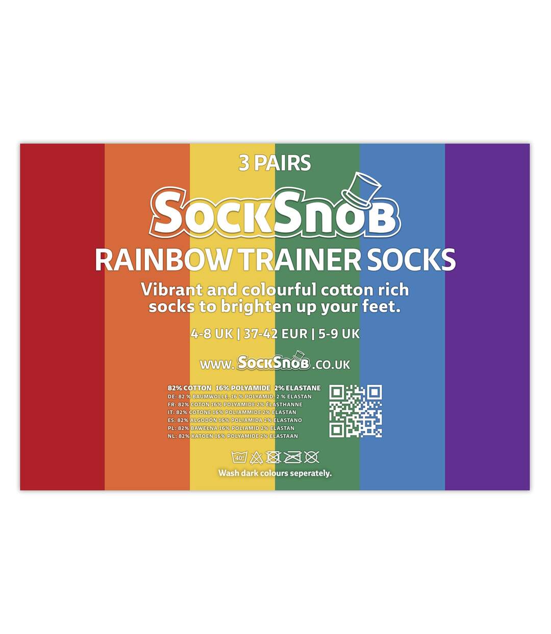 3 Pack Mens Ladies Rainbow Trainer Cotton Socks Bright Colourful Striped Socks-2