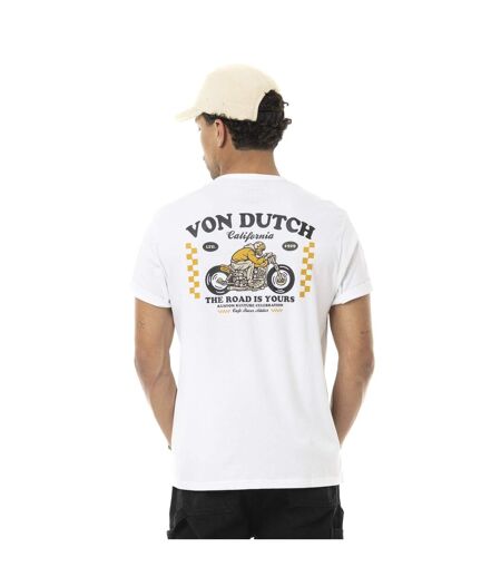 T-shirt homme col V en jersey 180gr print devant&dos Café Vondutch
