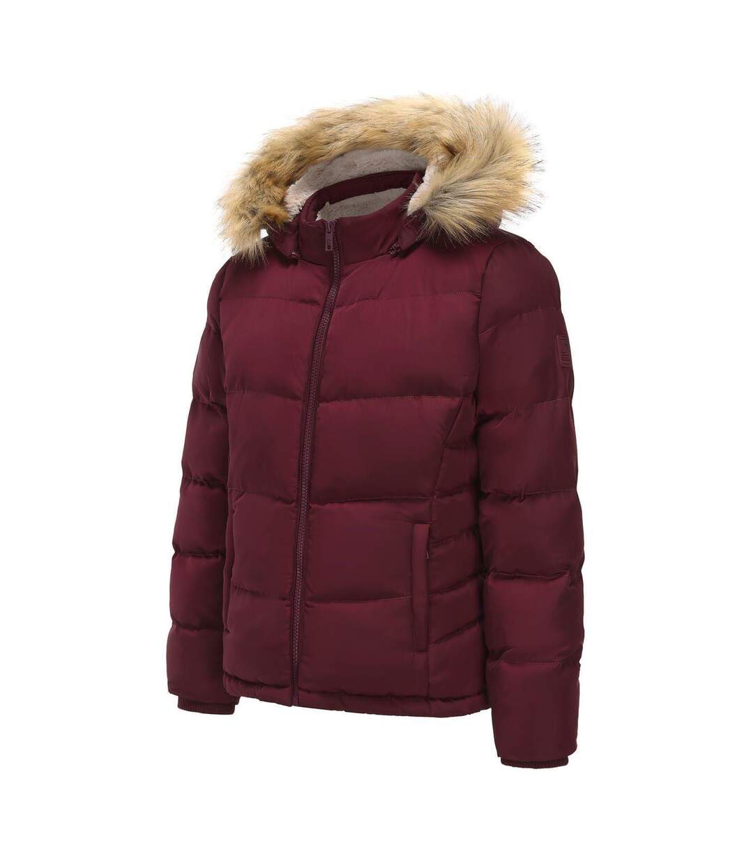 Womens/ladies Bubble Puffer Jacket Burgundy SoulCal-3