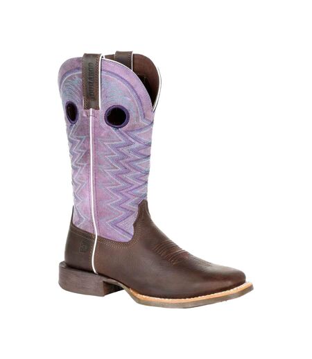 Womens/ladies Lady Rebel Pro Full Grain Leather Cowboy Boots Dark Earth Amethyst Durango