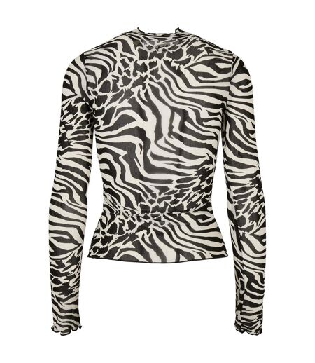 Haut Manches Longues Motif/style Imprimé Intégral Femme Blanc Noir Urban Classics