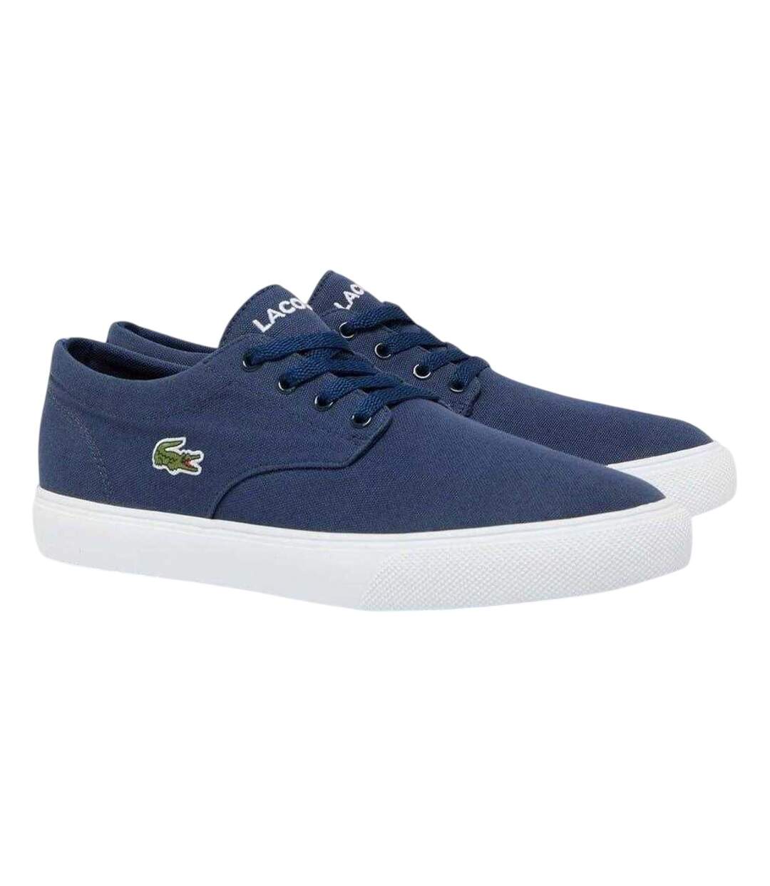 Mens Canvas Grip Flat Trainers Navy Lacoste-4