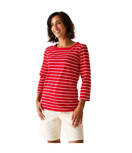 Womens/ladies baylette ii striped t-shirt high risk red/white Regatta