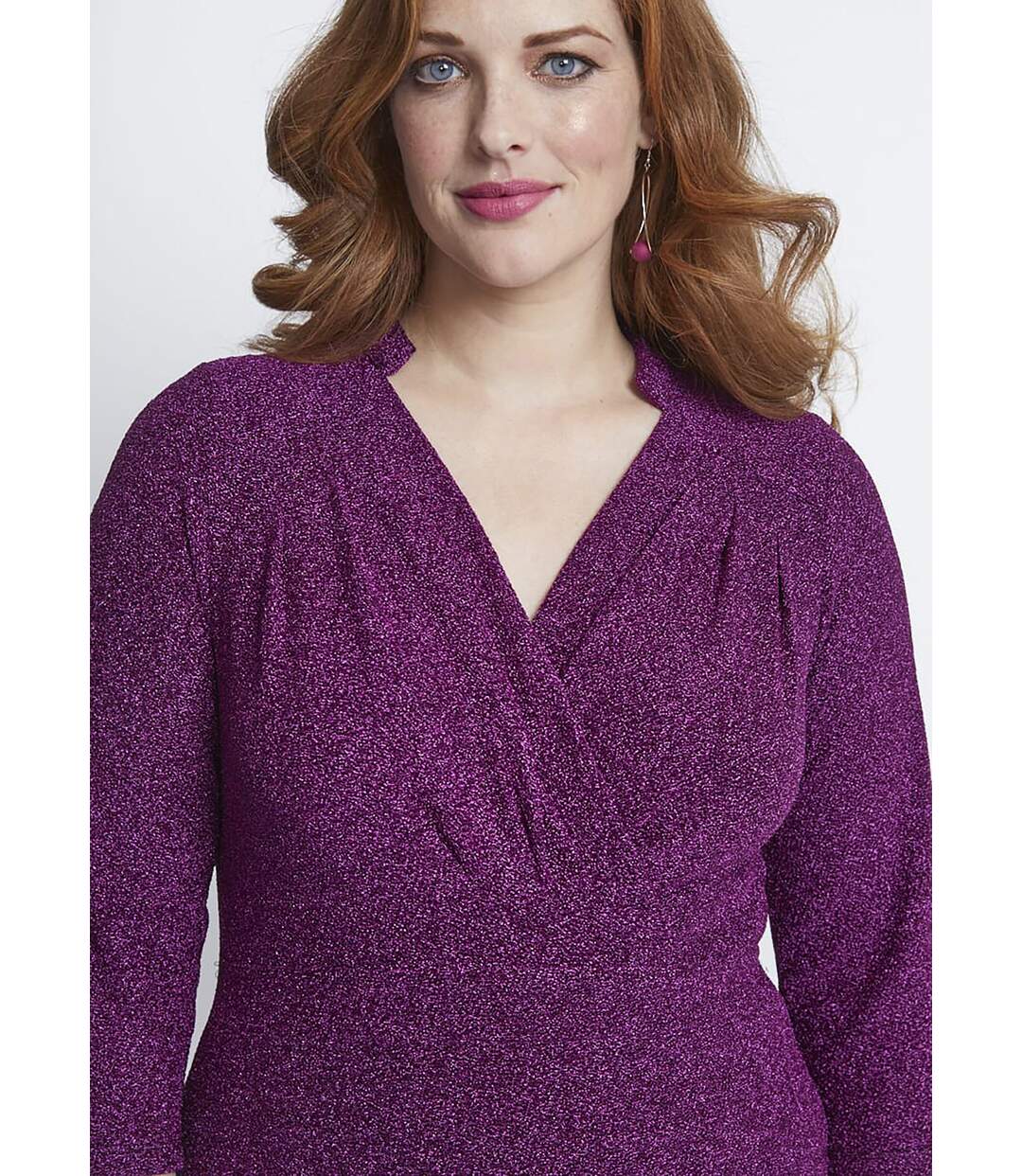 Robe courte effet cache-coeur maille pailletée-5