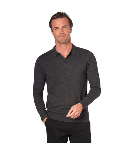Brook Taverner Mens Casper Knitted Long-Sleeved Polo Shirt (Charcoal) - UTPC5220