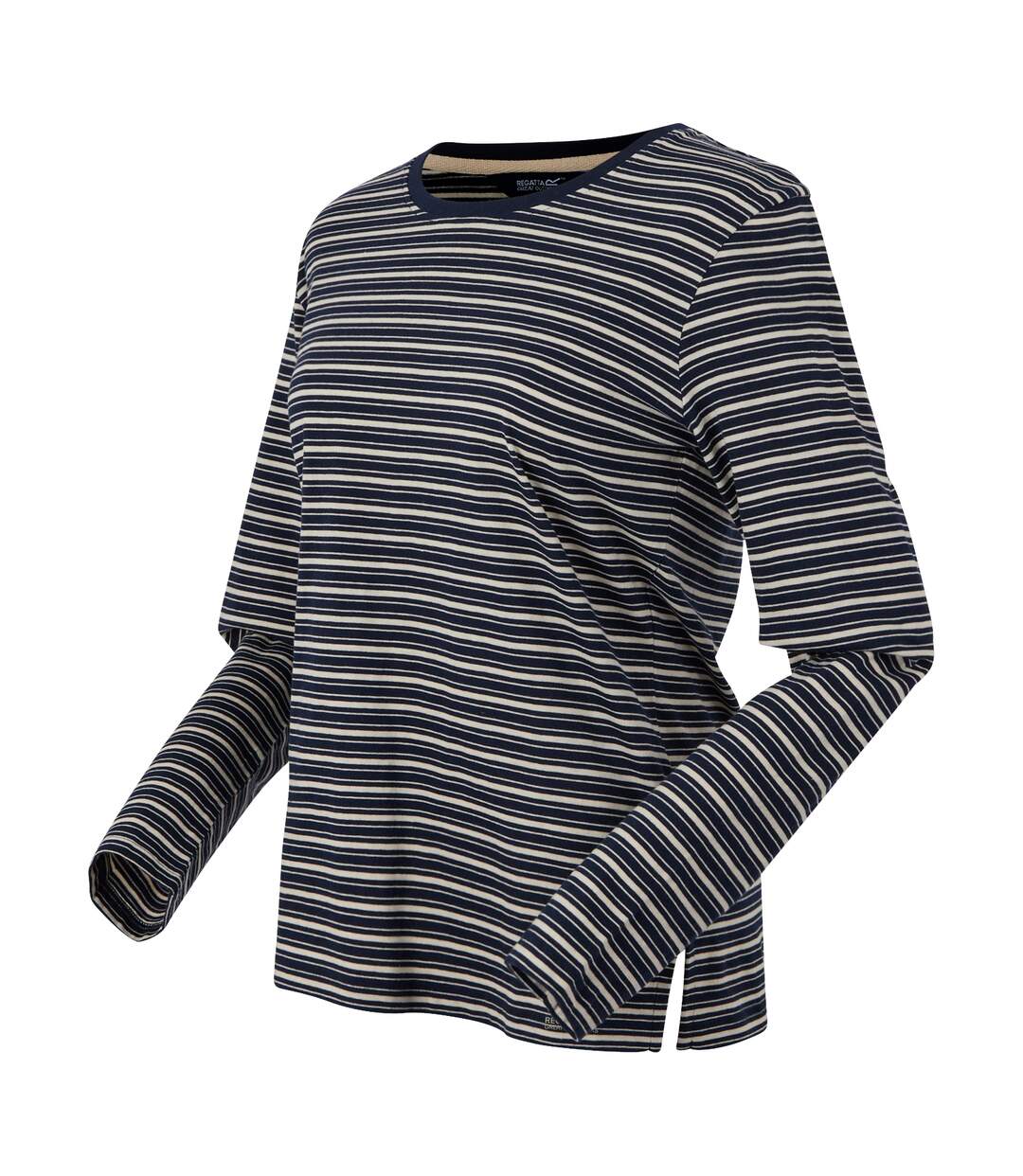 T-shirt Manches Longues Motif/style À Rayures Federica Femme Bleu Marine Vanille Clair Regatta-4