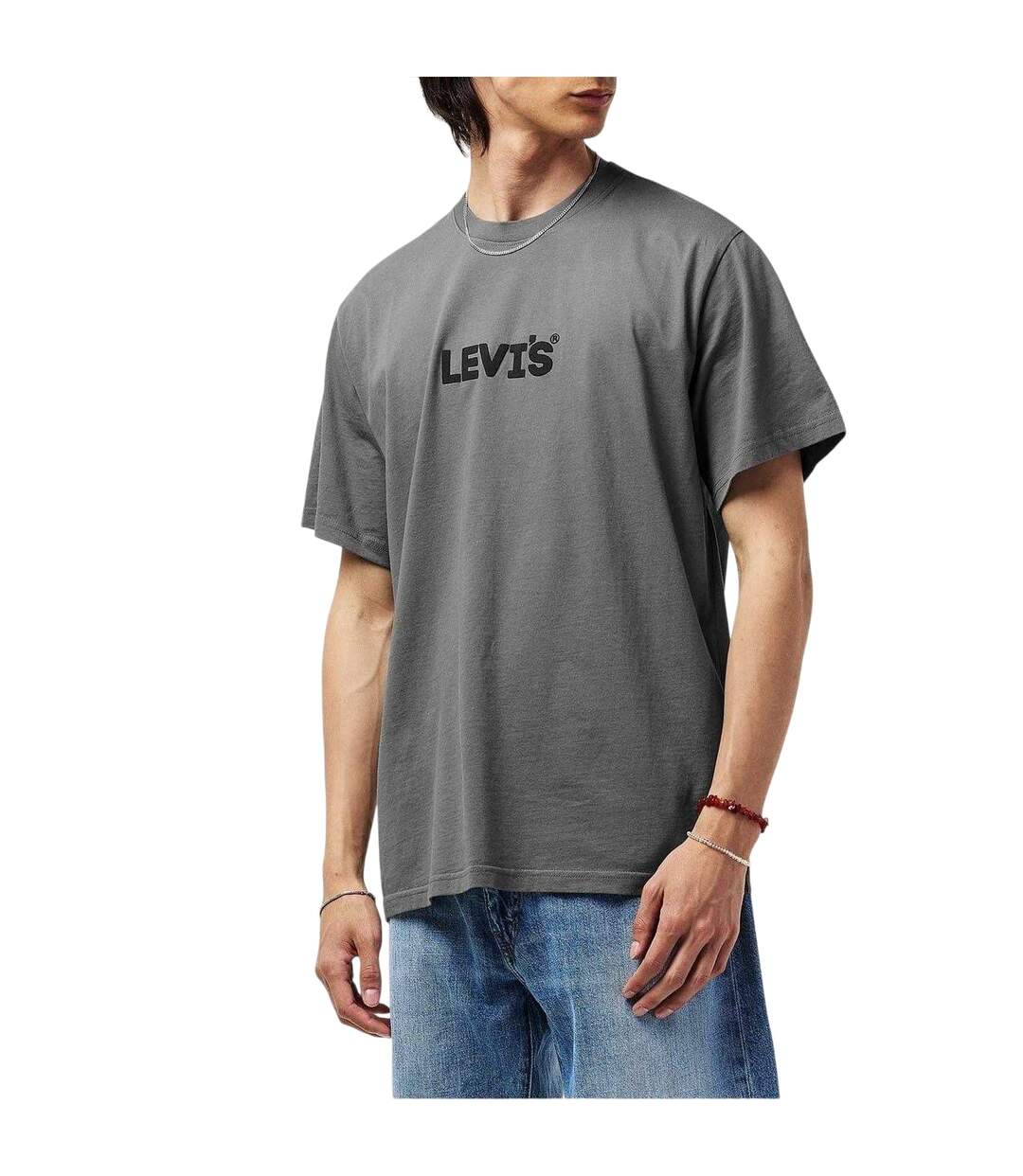 Mens Logo Cotton T-shirt Gargoyle Grey Levis-4