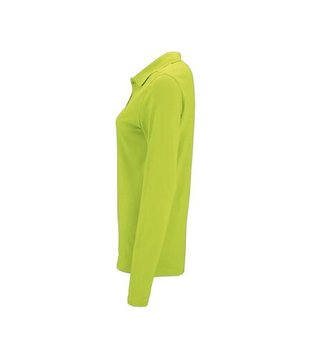 Womens/ladies Perfect Pique Long-sleeved Polo Shirt Apple Green SOLS