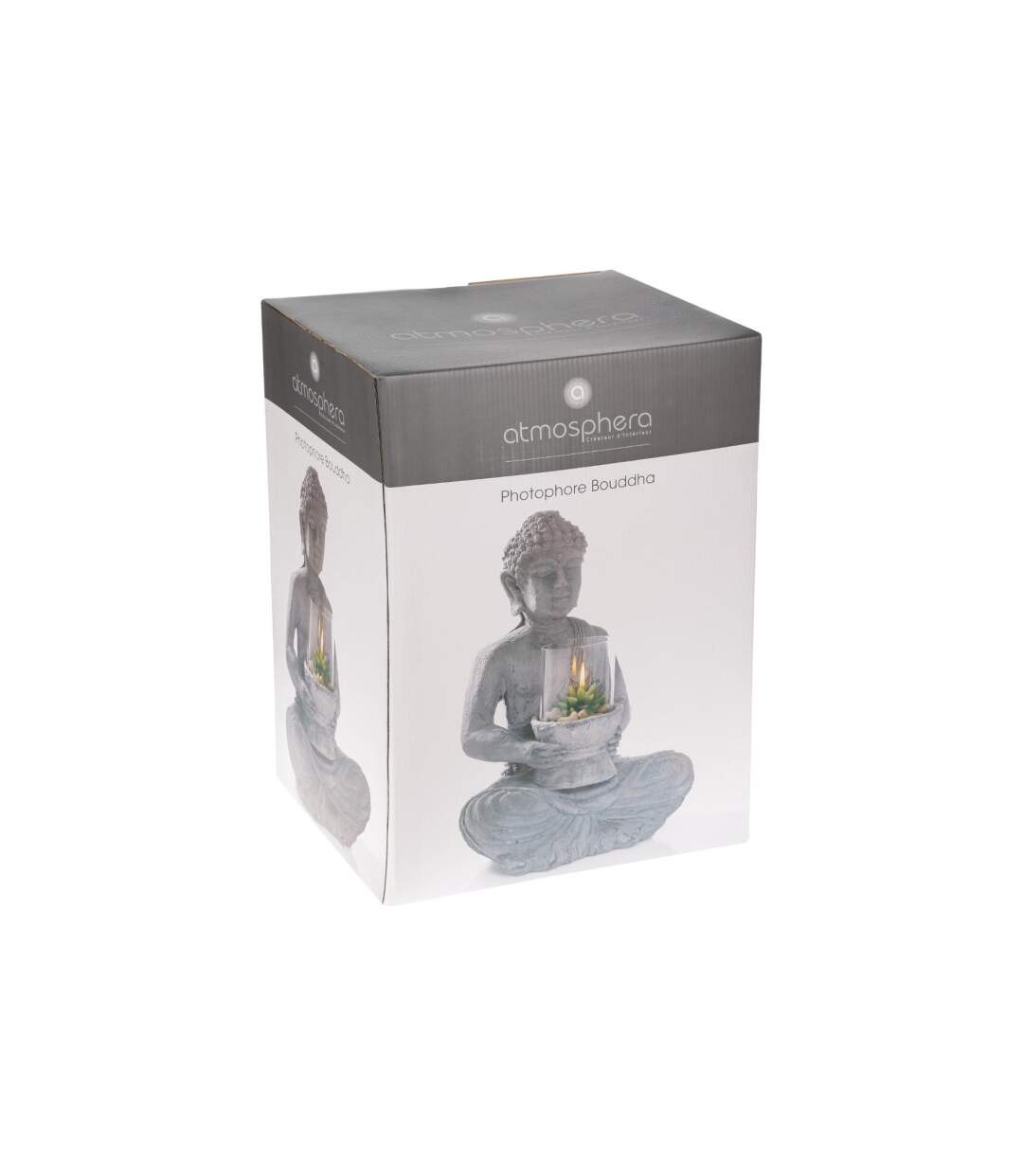 Photophore en Ciment Bouddha Assis 40cm Gris