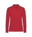 Womens/ladies Manhattan Long-sleeved Polo Shirt Red Clique-1