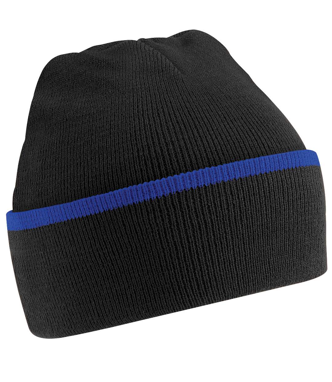 Bonnet Adulte Unisexe Noir Bleu Roi Vif Beechfield-1