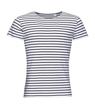 Miles t-shirt rayé à manches courtes homme blanc / bleu marine SOLS