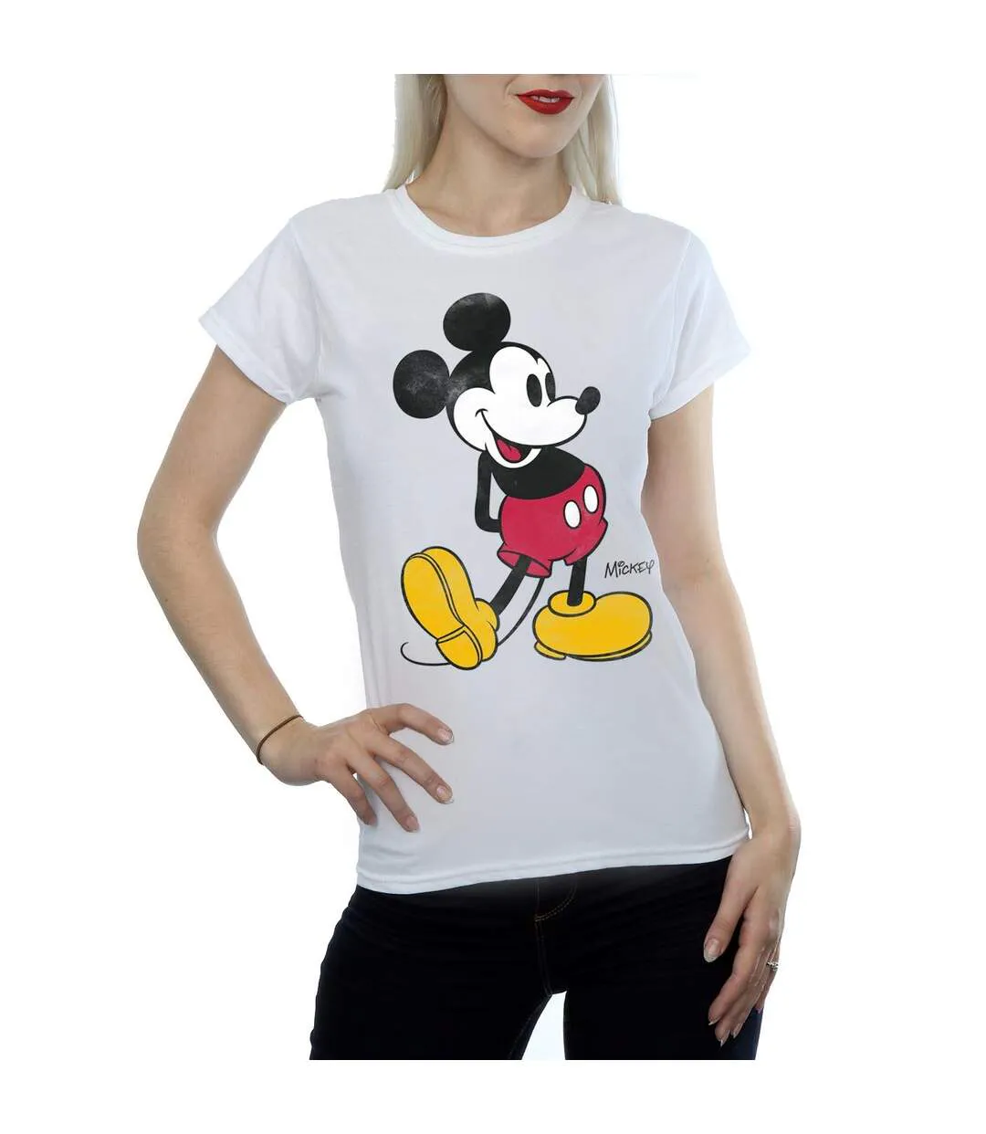 Disney T-shirt en coton Mickey Mouse Classic Kick - Femmes/Dames (Blanc) - UTBI30952-2