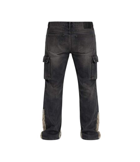 Mens Denim Slim Cargo Jeans Black Wash Firetrap