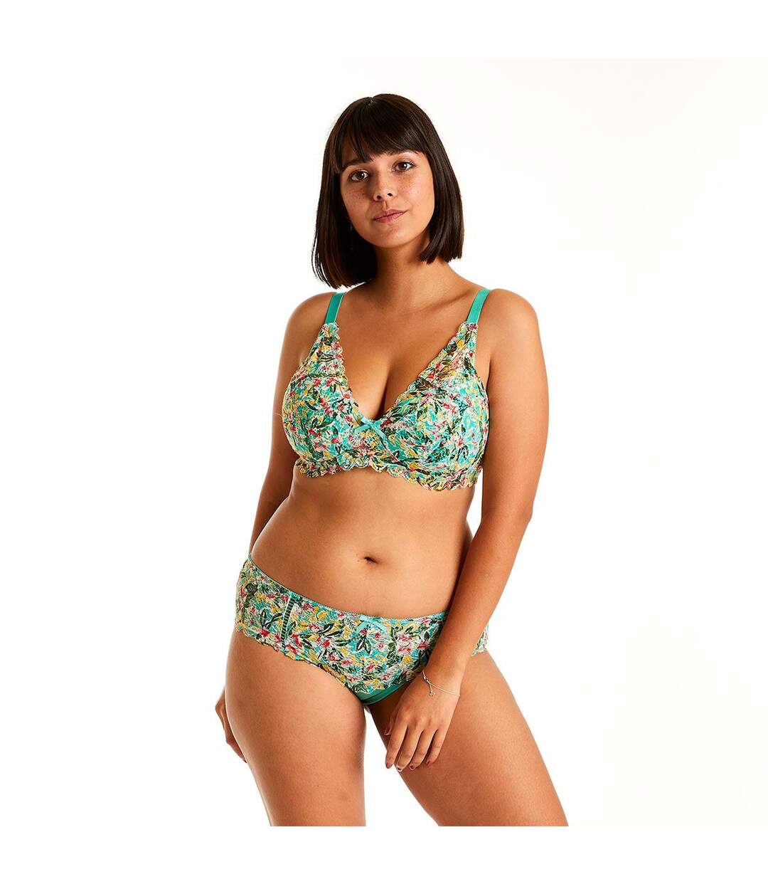 Soutien-gorge souple grand maintien turquoise/jaune Elena