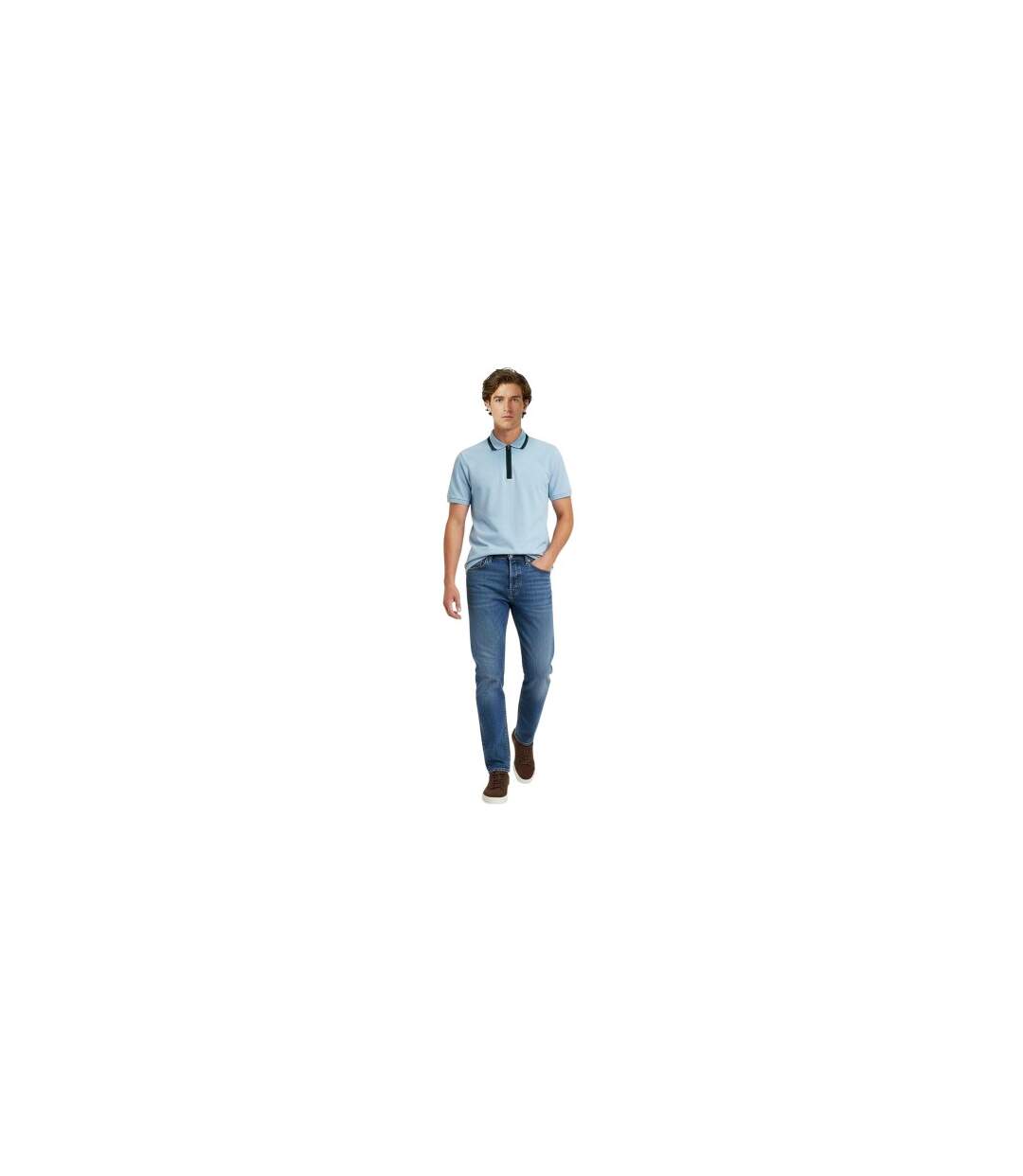 Mens Zipped Tailored Short-sleeved Polo Shirt Blue Paul Smith-1