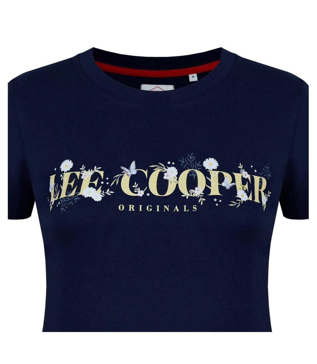 Womens/ladies Classic Floral Logo T-shirt Navy Blue Lee Cooper-4