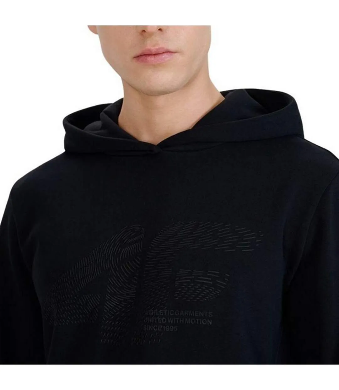 Sweat À Capuche Style Logo M1585 Homme Noir 4F-4