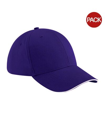 Lot de 2  casquettes adulte violet/blanc Beechfield