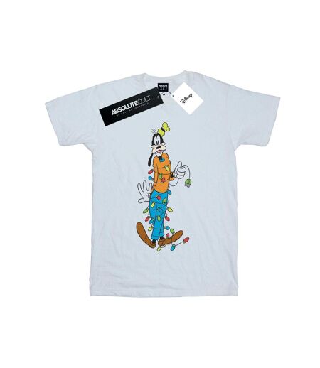 Disney Femme/Les femmes Goofy Christmas Lights Coton Boyfriend T-Shirt (Blanc) - UTBI37727