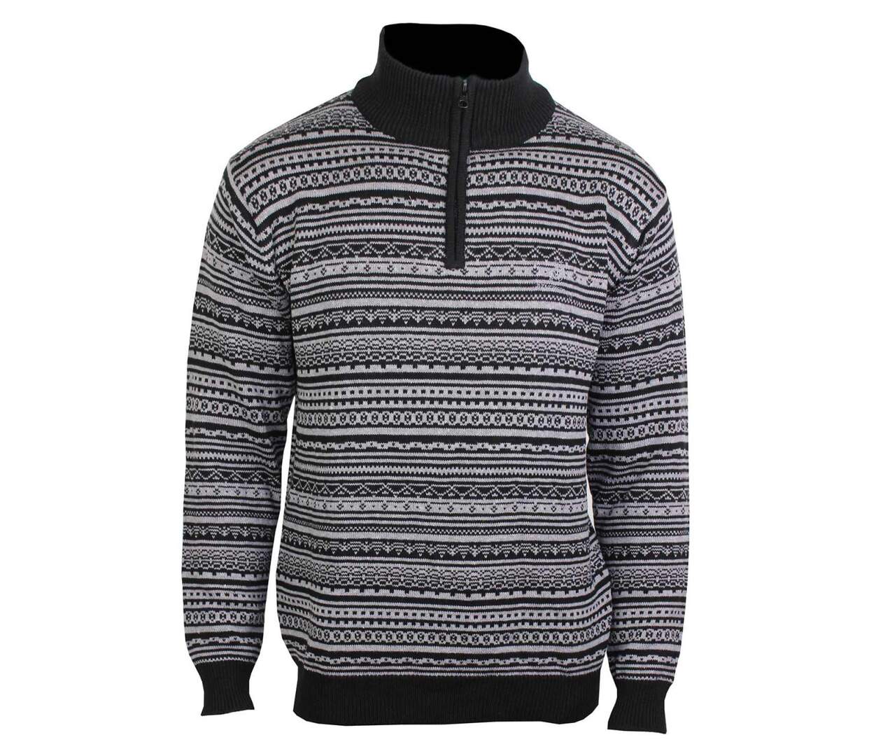 Pull camionneur col montant zippé jacquard PAST1N-2