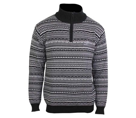 Pull camionneur col montant zippé jacquard PAST1N