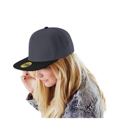 Beechfield Unisex Original Flat Peak Snapback Cap (Pack of 2) (Graphite Grey/Black) - UTRW6745
