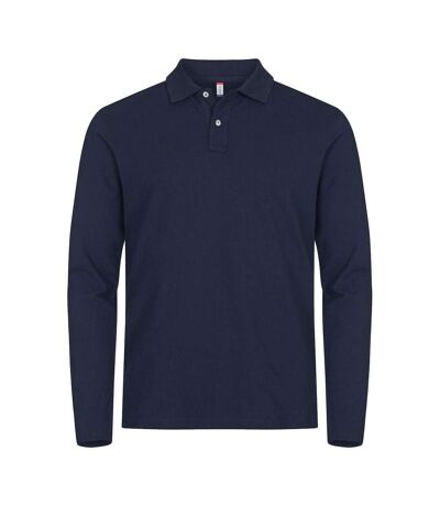 Mens Premium Stretch Long-sleeved Polo Shirt Navy Clique