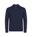 Mens Premium Stretch Long-sleeved Polo Shirt Navy Clique-1