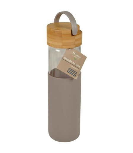Gourde Bouteille en Verre Silicone 0,6L Taupe