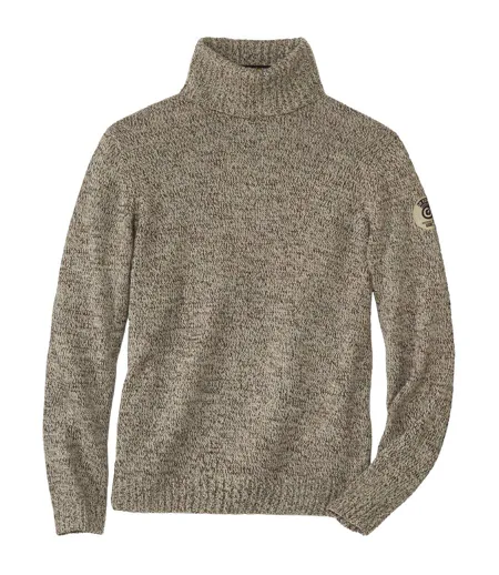 Trykotowy, melanżowy sweter z golfem