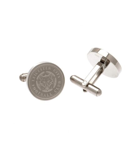 Leicester City FC Stainless Steel Crest Cufflinks (Silver) (One Size)