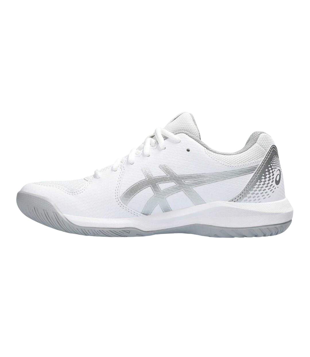 Womens/ladies Gel Dedicate 8 Tennis Shoes White Silver Asics-2
