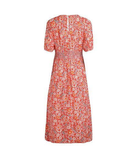 Womens/ladies dilsha printed midi dress tango red Weird Fish