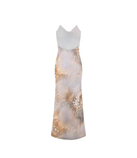 Womens/ladies Animal Print Maxi Dress Multicoloured Grace Jacob