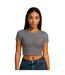 Womens/ladies Combed Cotton Crop T-shirt Charcoal Casual Classics-1