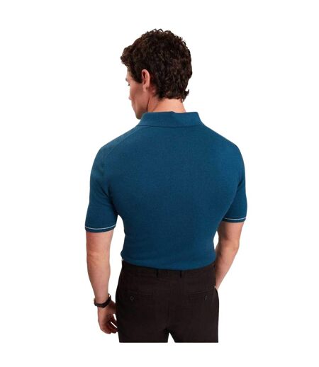 Mens Chevron Knitted Short-sleeved Polo Shirt Navy Ted Baker